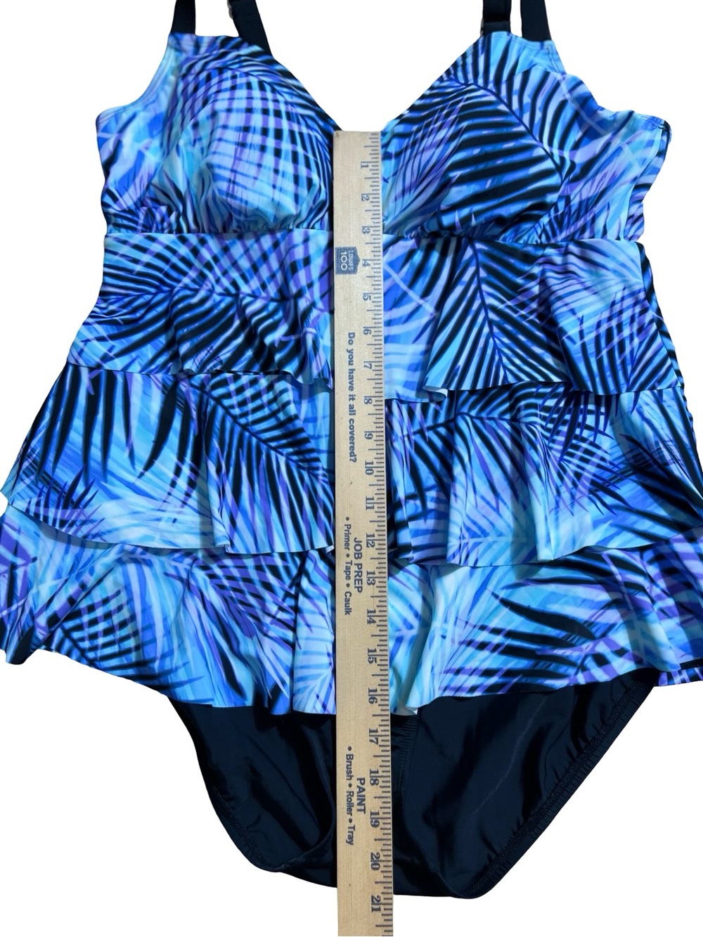 Swim Solutions women’s triple tier fauxkini one-piece swimsuit blue size 16 - Picture 5 of 12